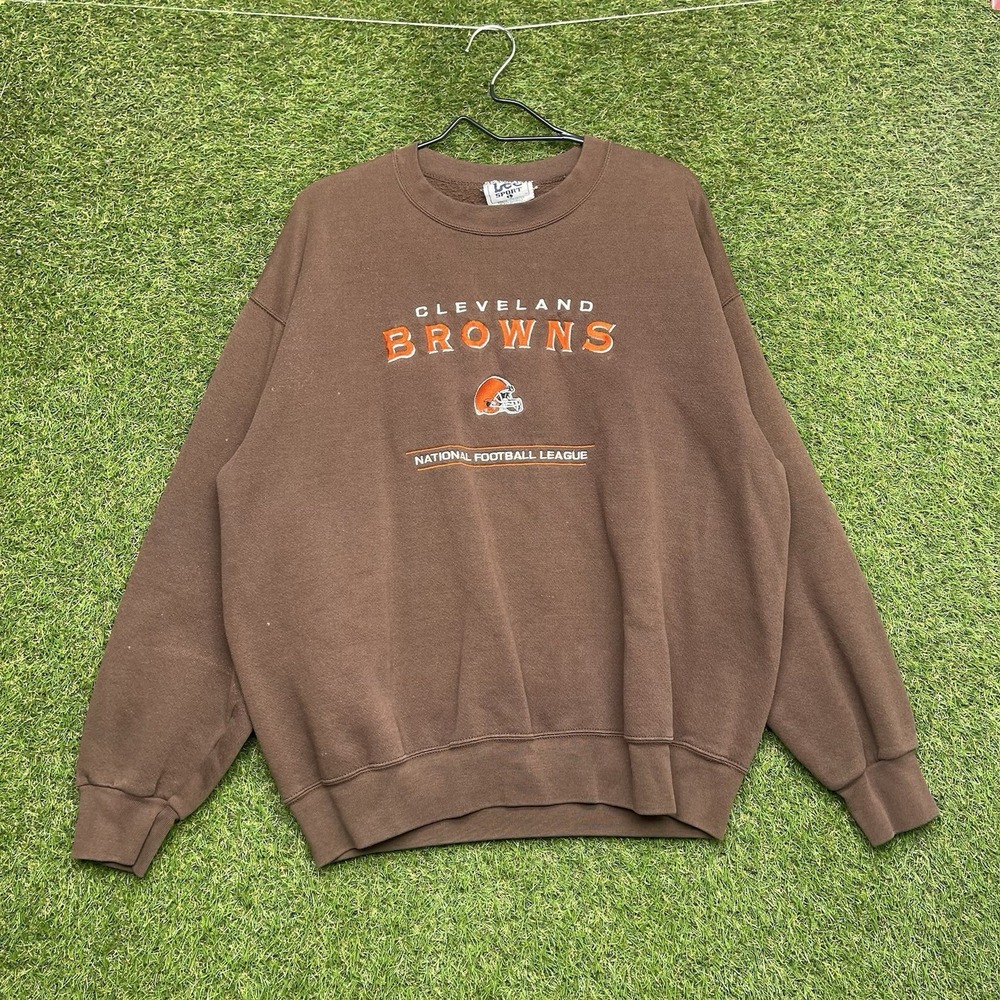 Vintage Cleveland Browns Sweatshirt Mens Large Lee Sport Crewneck Brown 90s